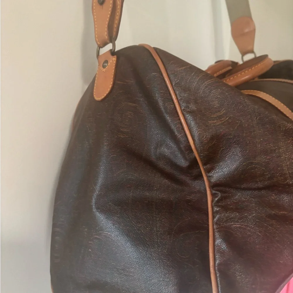 Louis Vuitton Brown Monogram Duffel Bag with Tan Leather